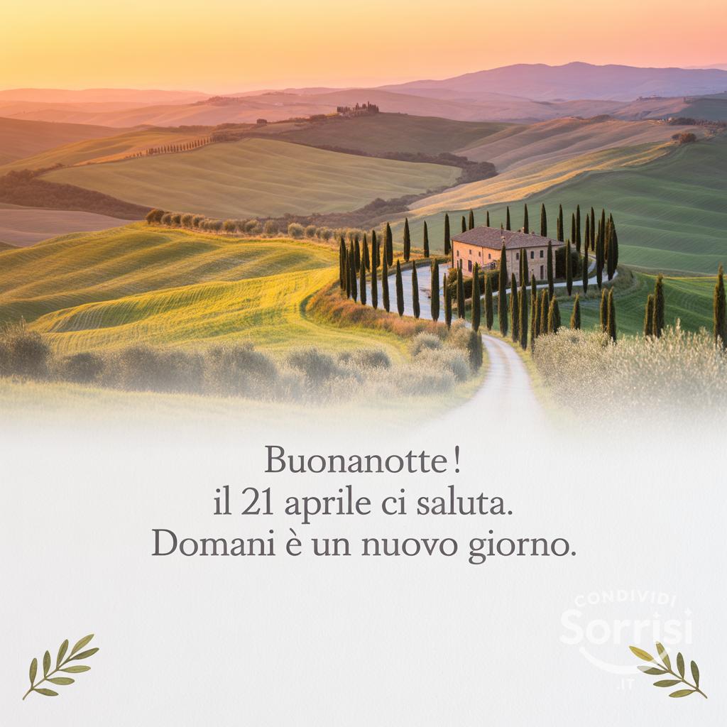 Buonanotte! Il 21 aprile  ci saluta. Domani è un nuovo giorno.