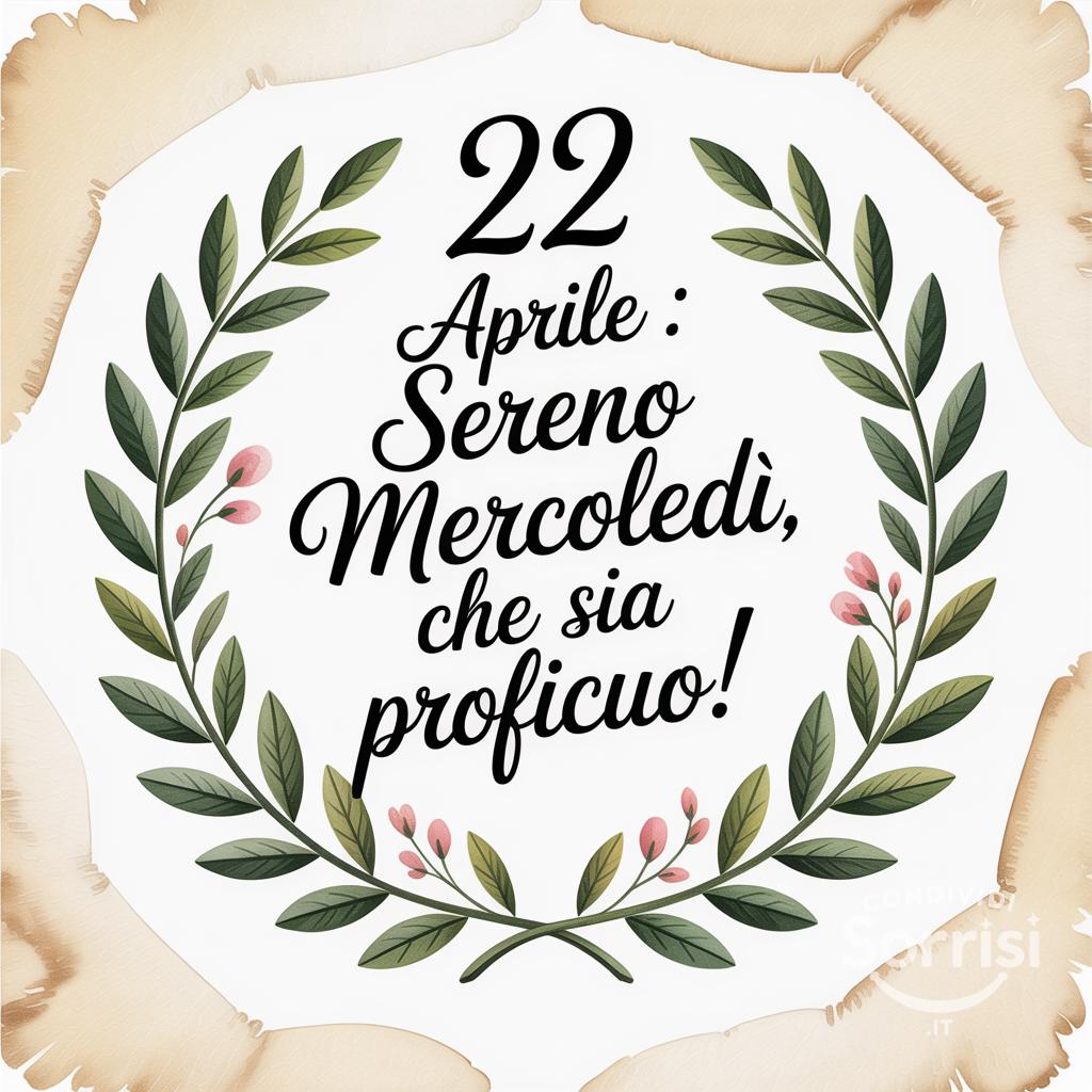 22 aprile : Sereno Mercoledì, che sia proficuo!