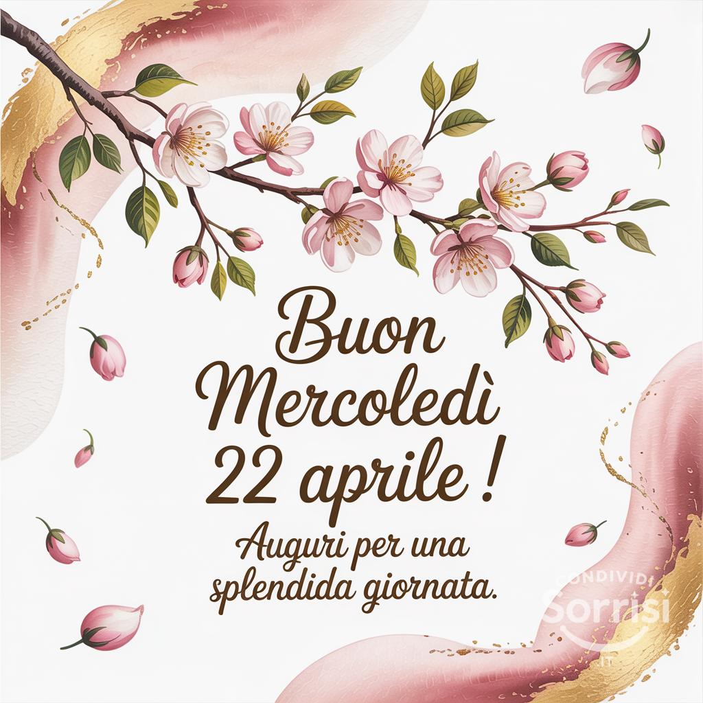 Buon Mercoledì 22 aprile ! Auguri per una splendida giornata.