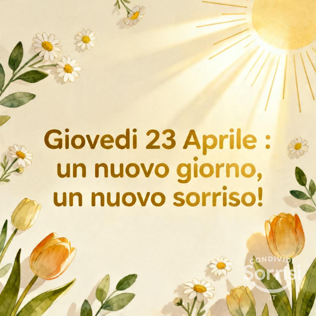 Giovedì 23 Aprile : un nuovo giorno, un nuovo sorriso!