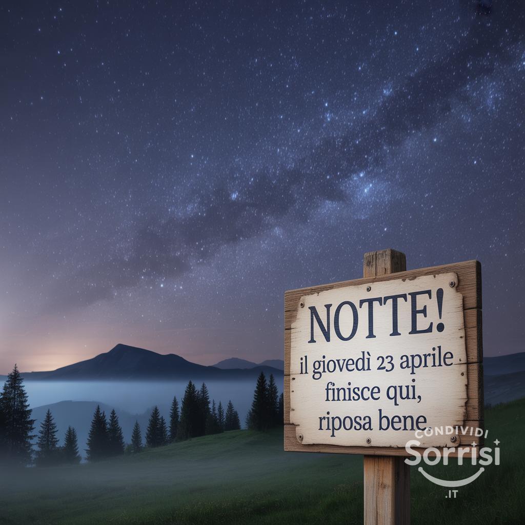 Notte! Il giovedì 23 aprile  finisce qui, riposa bene.