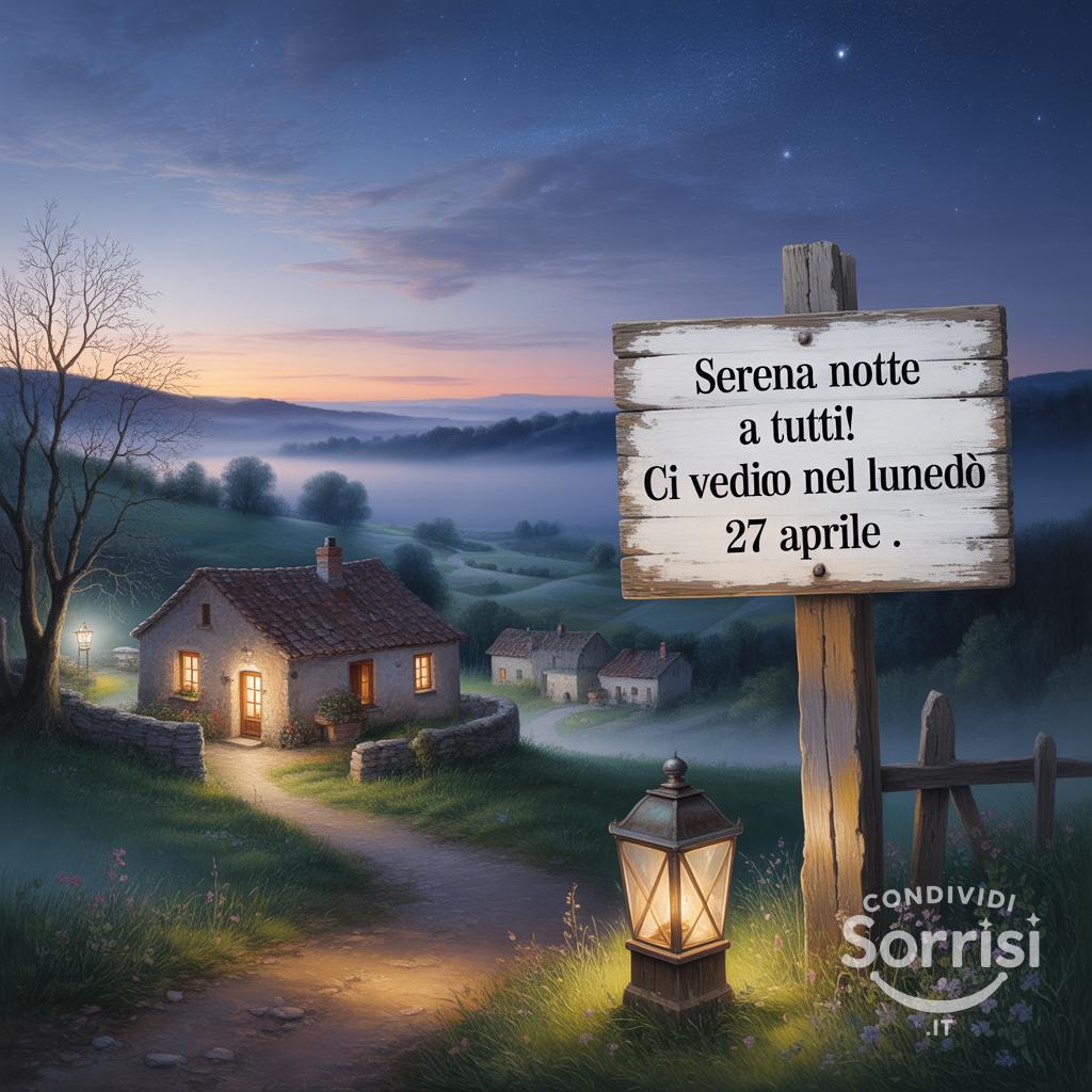 Serena notte a tutti! Ci vediamo nel lunedì 27 aprile .