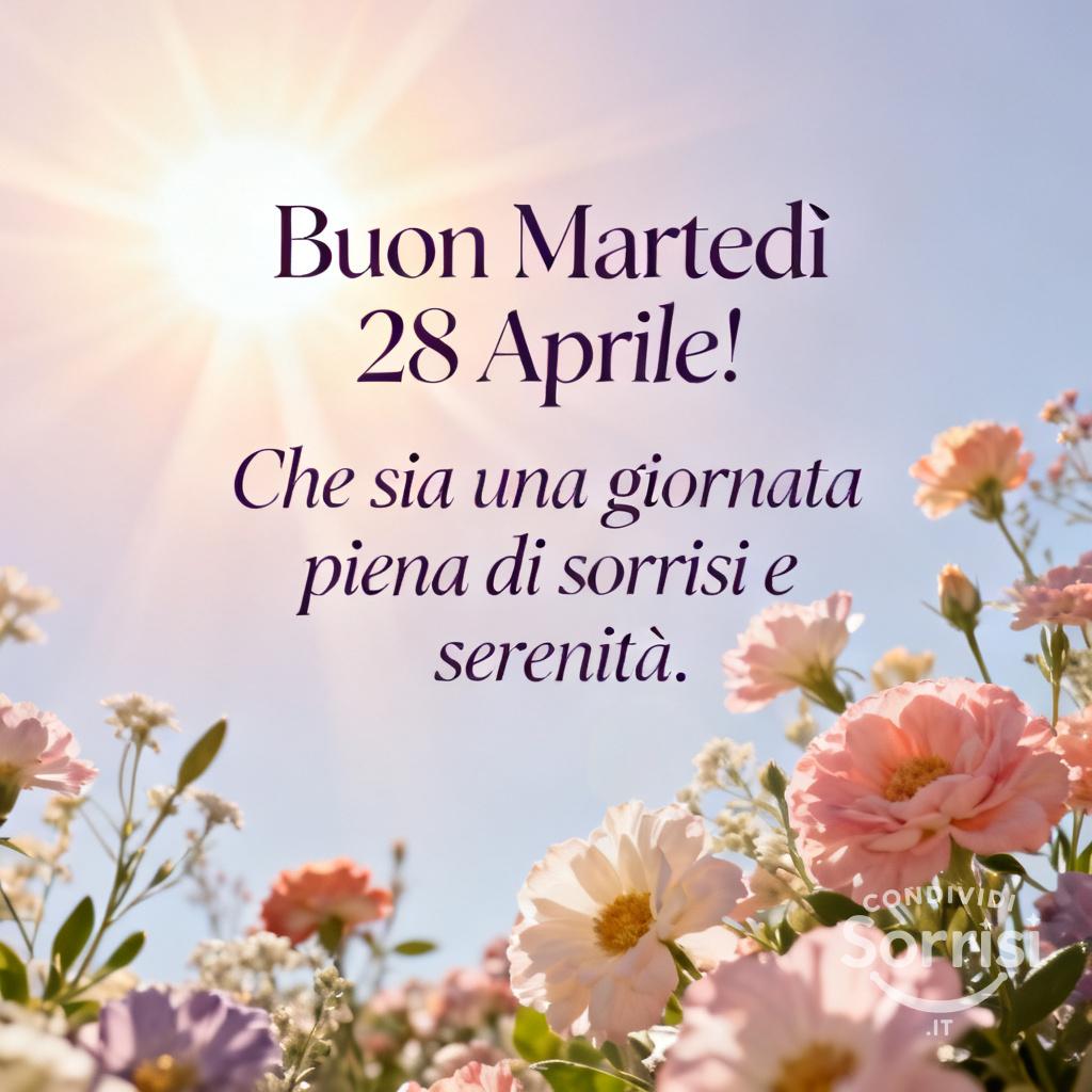 Buon Martedì 28 Aprile! Che sia una giornata piena di sorrisi e serenità.