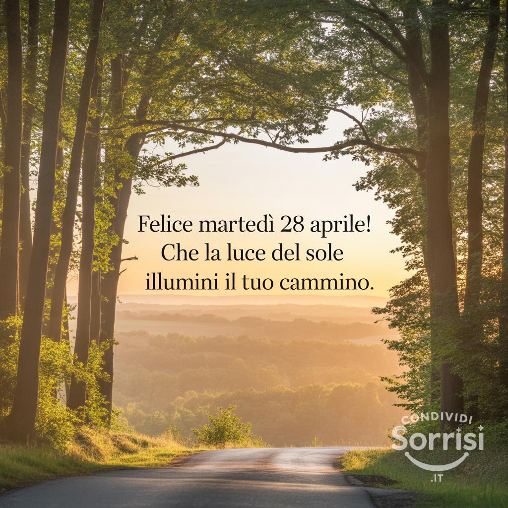Felice Martedì 28 Aprile! Che la luce del sole illumini il tuo cammino.