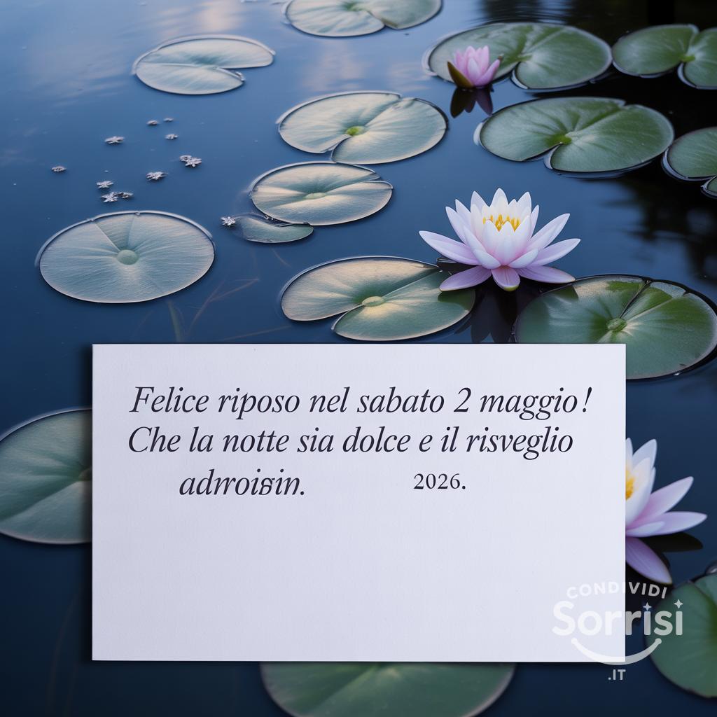 Felice riposo nel sabato 2 maggio ! Che la notte sia dolce e il risveglio radioso.