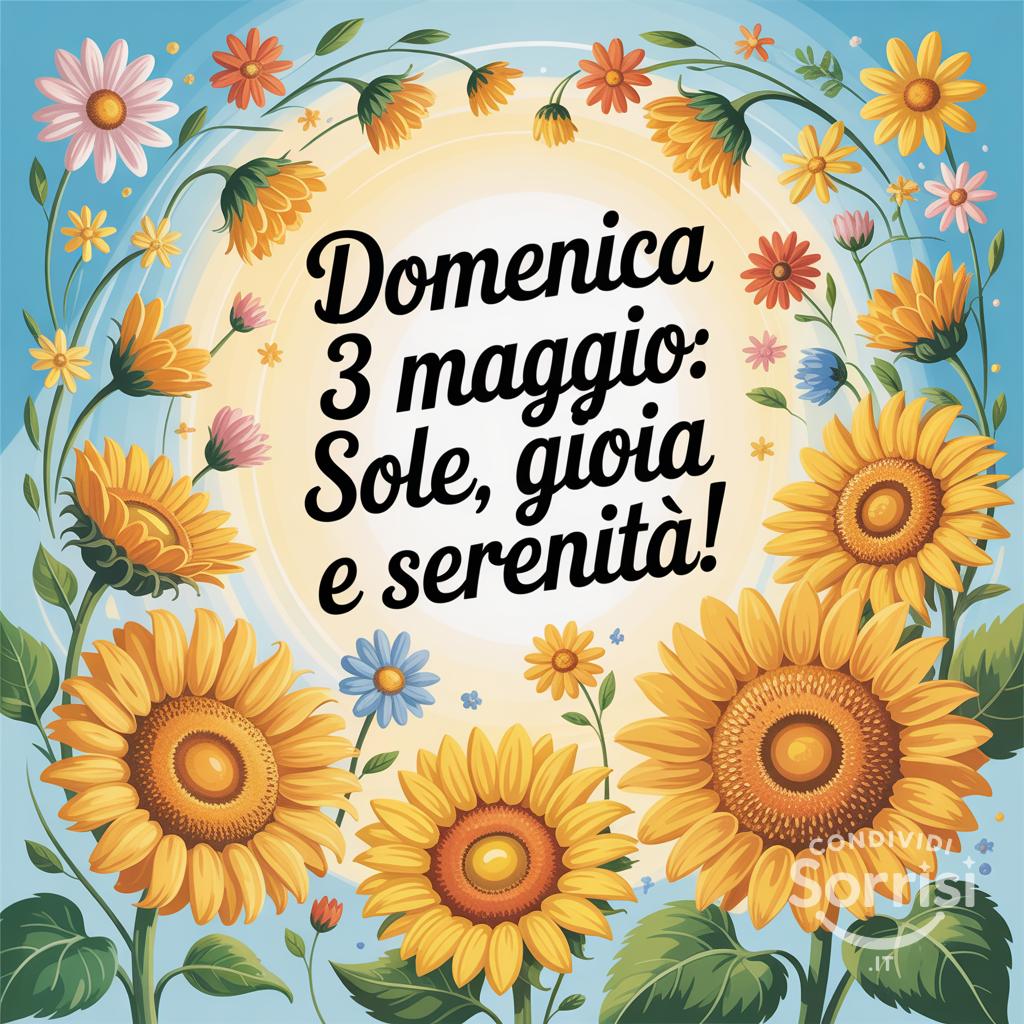 Domenica 3 Maggio: sole, gioia e serenità!