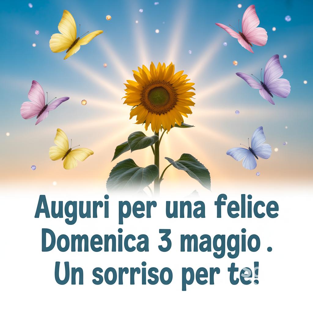 Auguri per una felice domenica 3 maggio . Un sorriso per te!