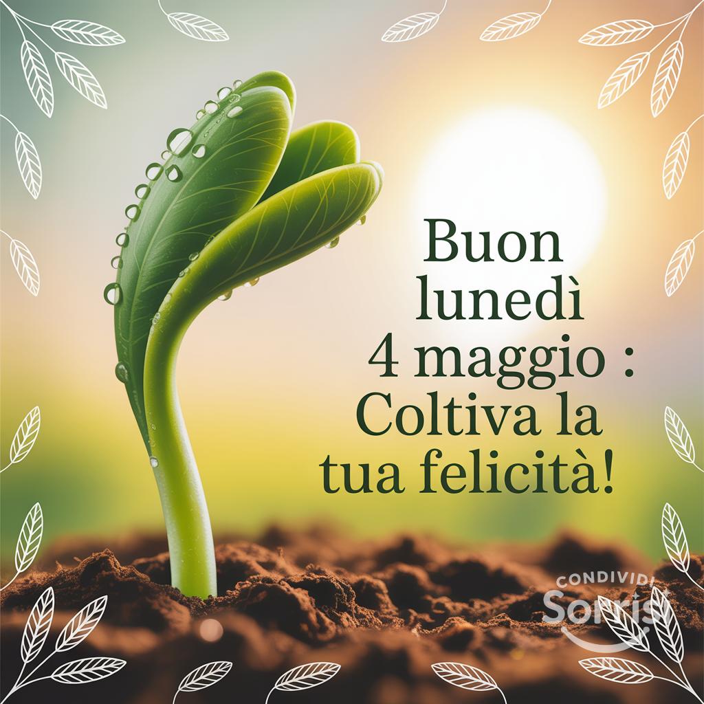 Buon lunedì 4 Maggio : Coltiva la tua felicità!