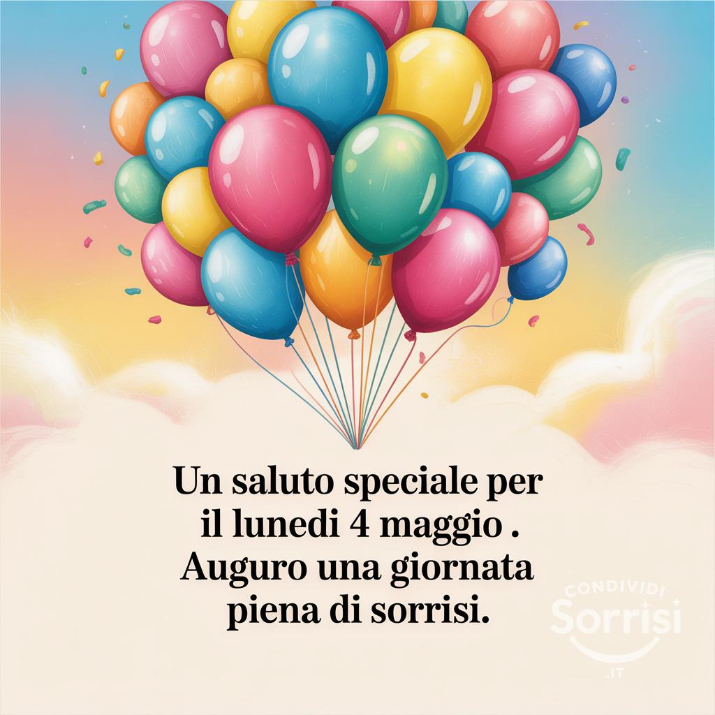 Un saluto speciale per il Lunedì 4 Maggio . Auguro una giornata piena di sorrisi.