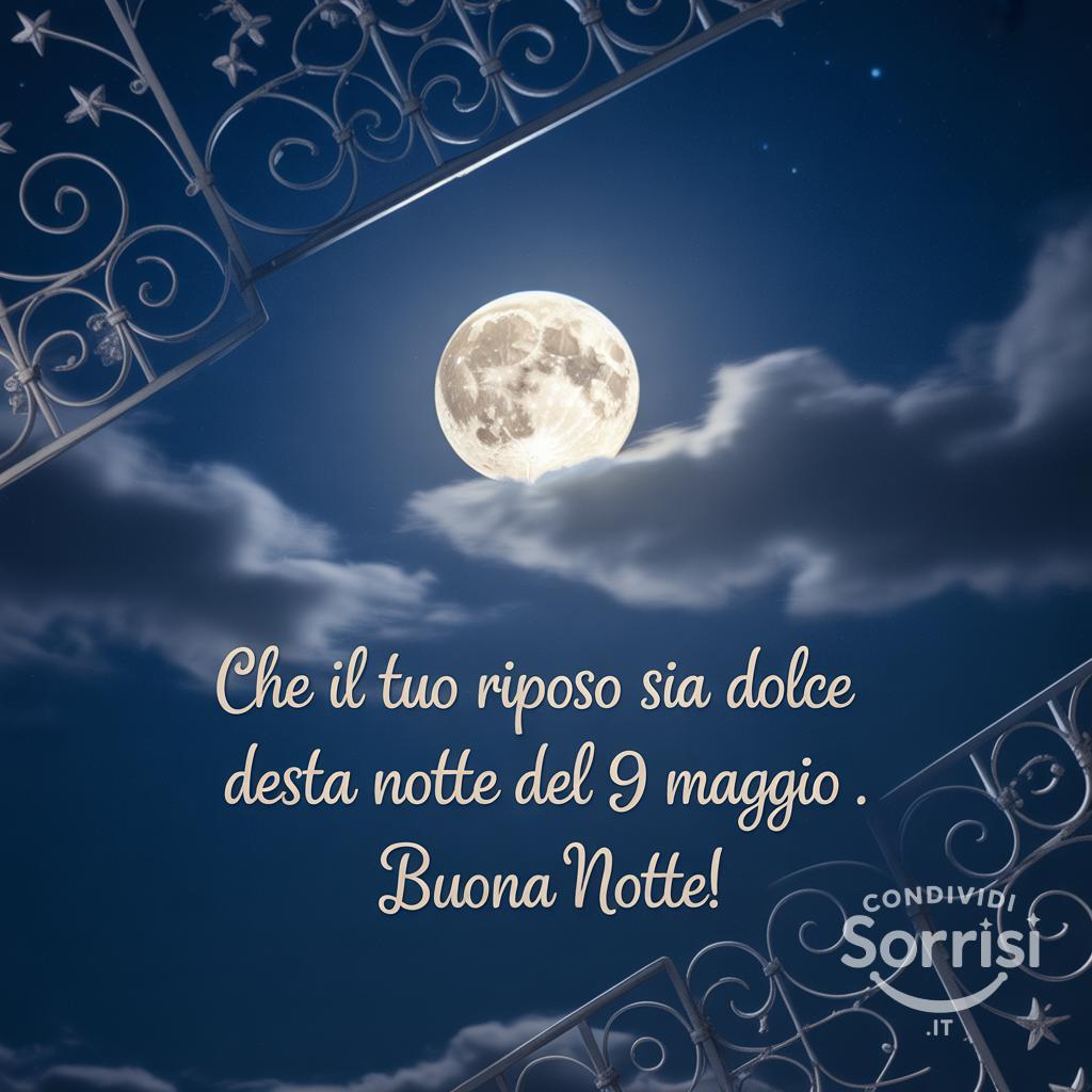 Che il tuo riposo sia dolce questa notte del 9 maggio . Buona notte!