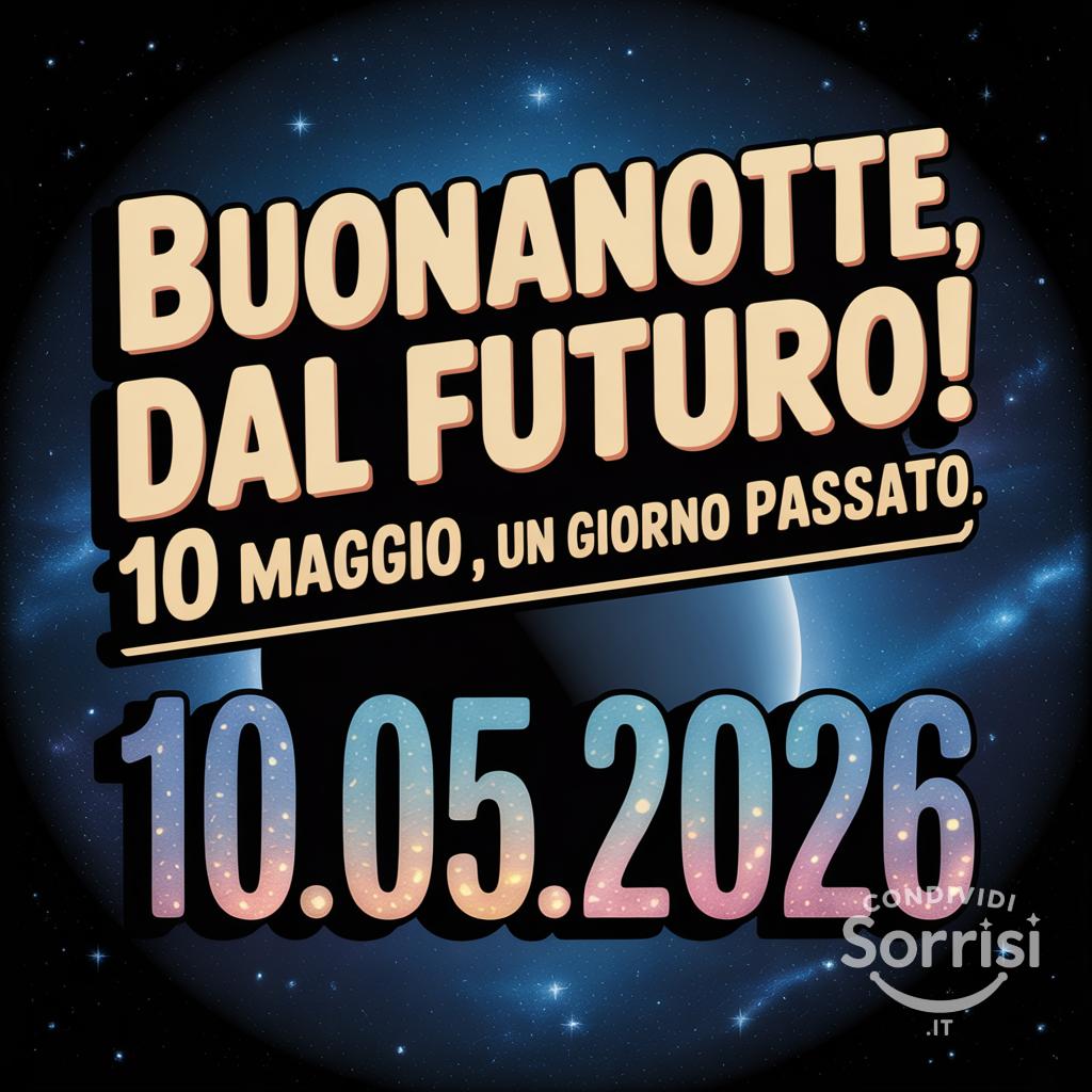 Buonanotte, dal futuro! 10 maggio , un giorno passato.