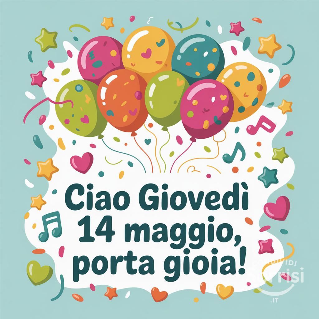 Ciao giovedì 14 maggio, porta gioia!