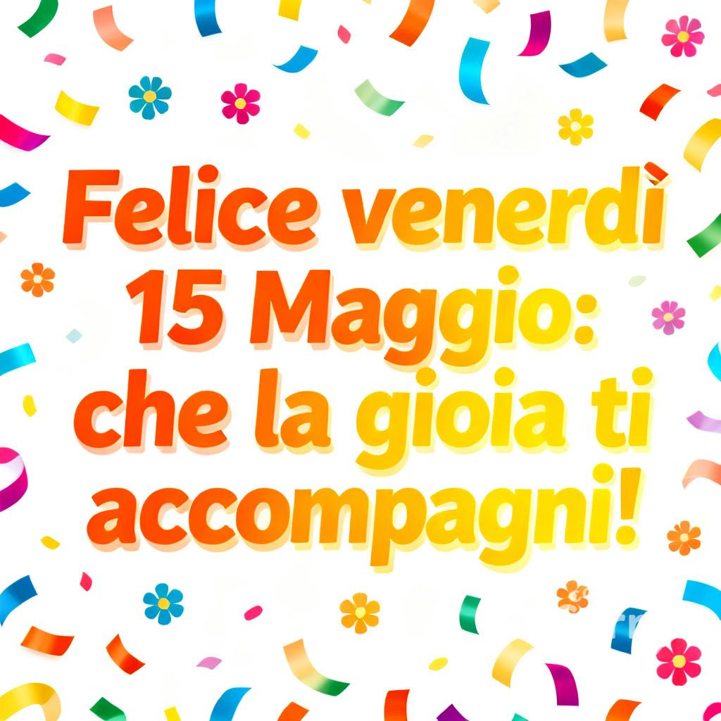 Felice venerdì 15 Maggio: che la gioia ti accompagni!