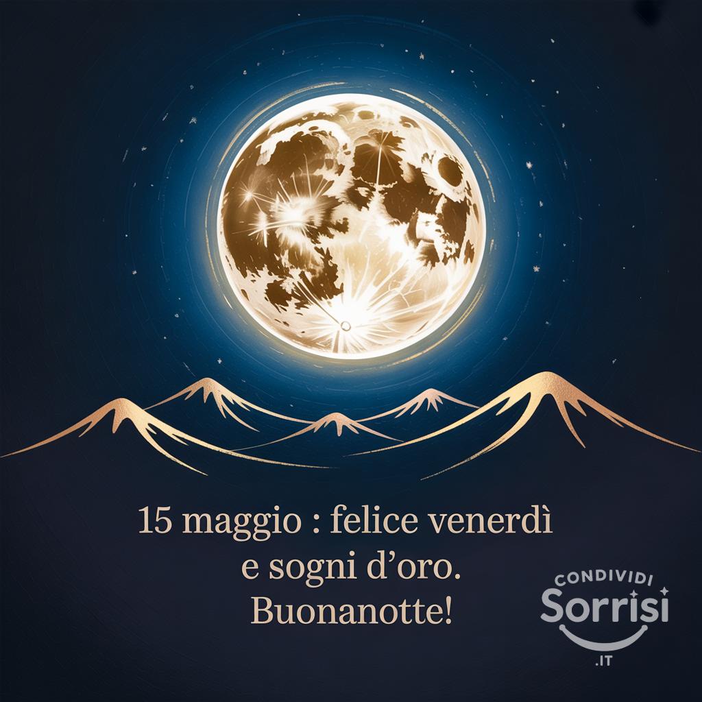 15 maggio : felice venerdì e sogni d'oro. Buonanotte!