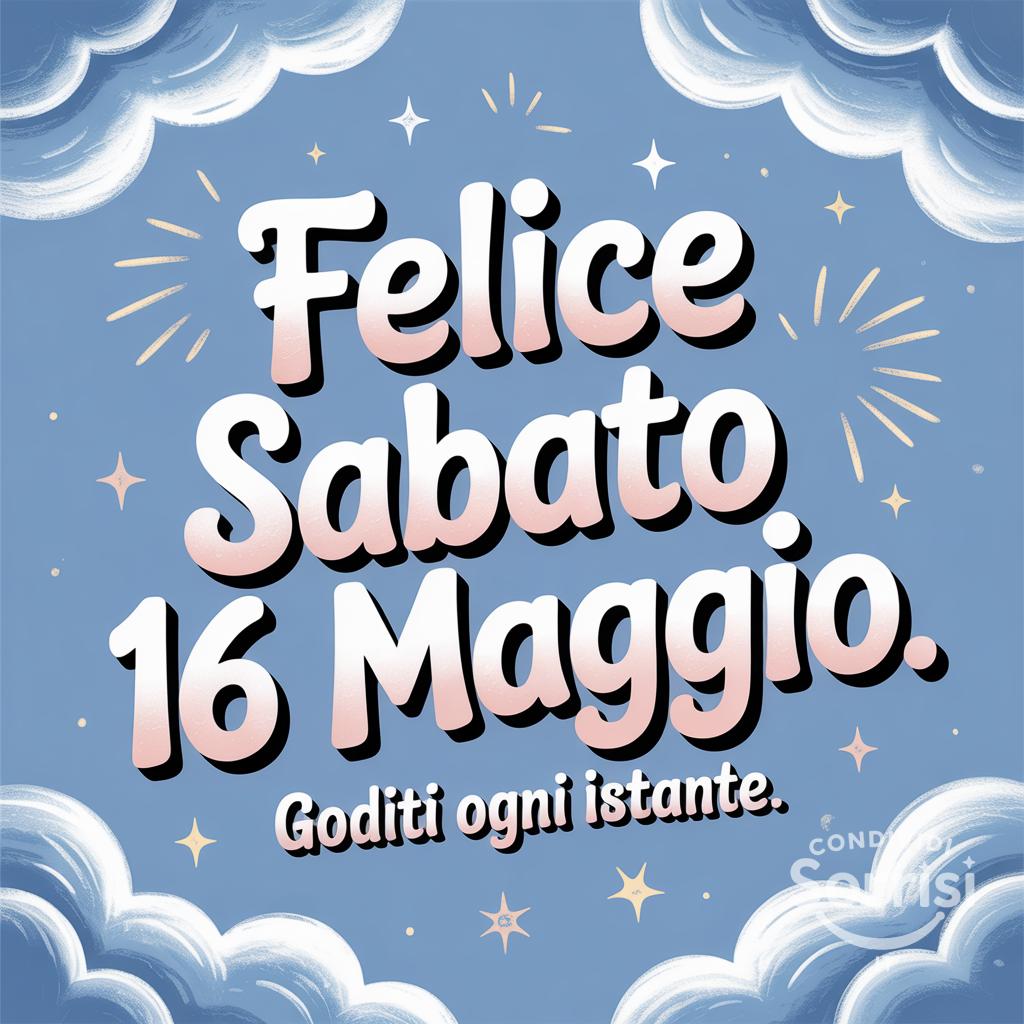 Felice Sabato 16 Maggio! Goditi ogni istante.