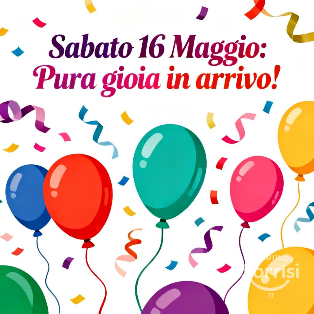Sabato 16 Maggio: Pura gioia in arrivo!