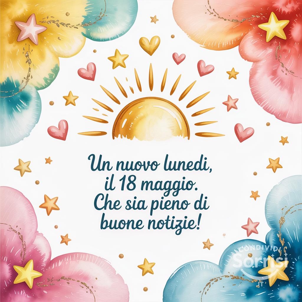 Un nuovo lunedì, il 18 Maggio. Che sia pieno di buone notizie!