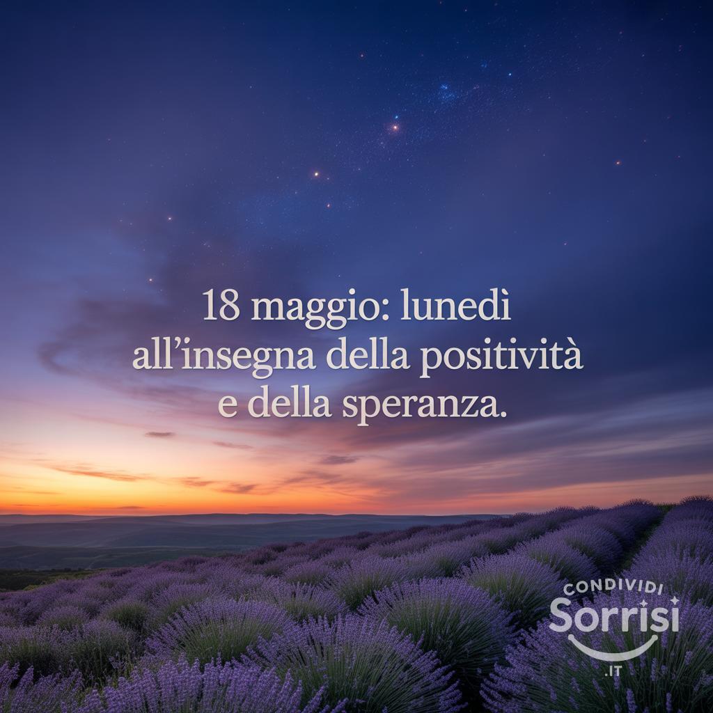 18 Maggio: Lunedì all'insegna della positività e della speranza.