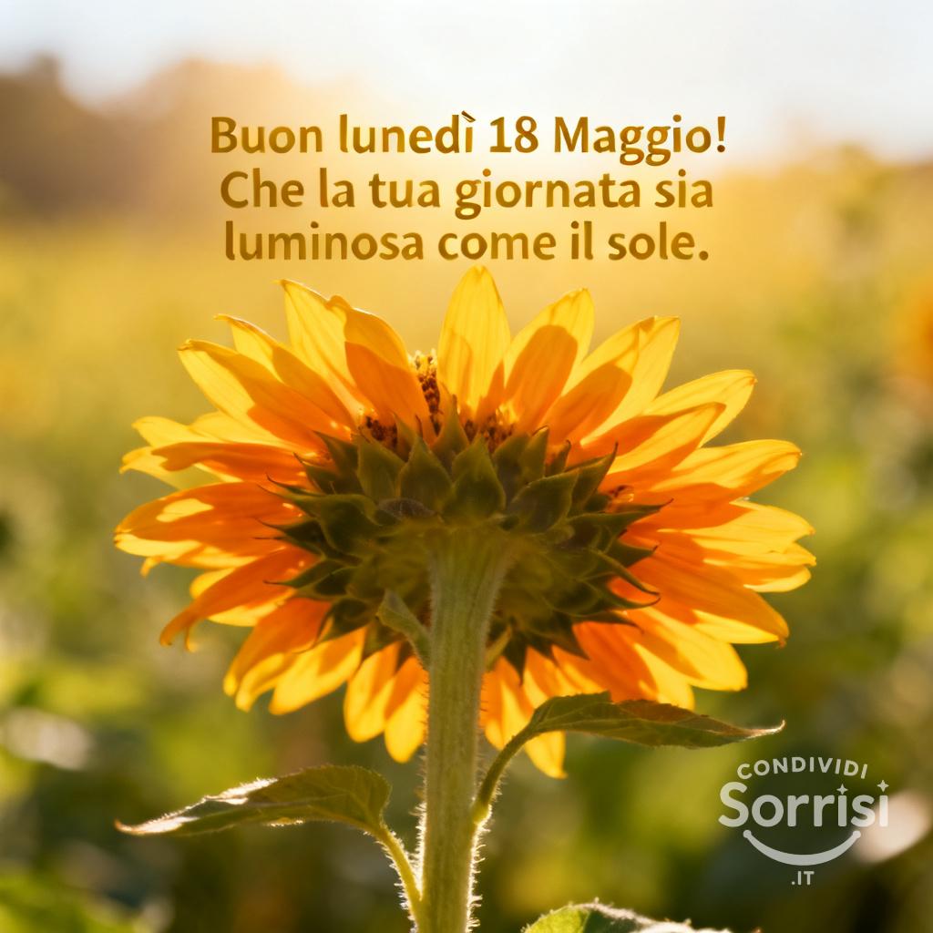 Buon lunedì 18 Maggio! Che la tua giornata sia luminosa come il sole.