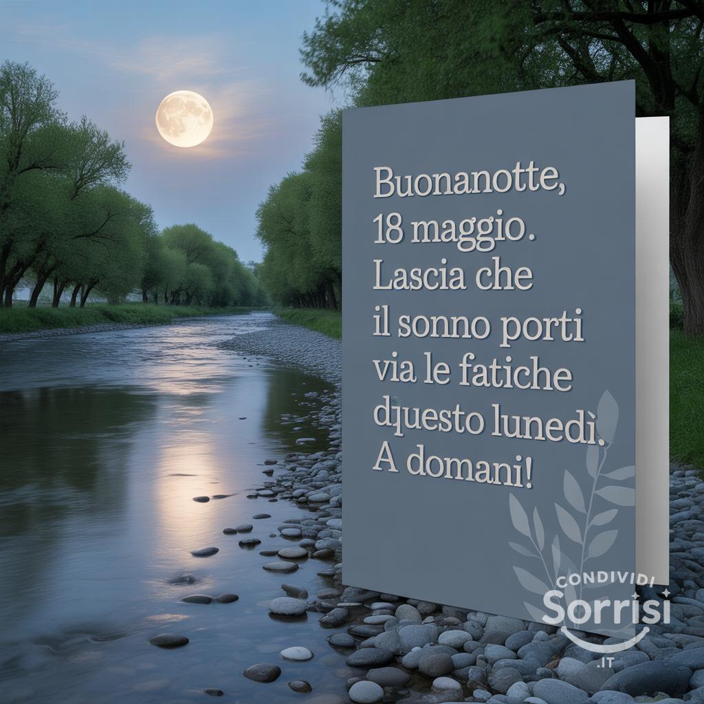 Buonanotte, 18 Maggio . Lascia che il sonno porti via le fatiche di questo lunedì. A domani!