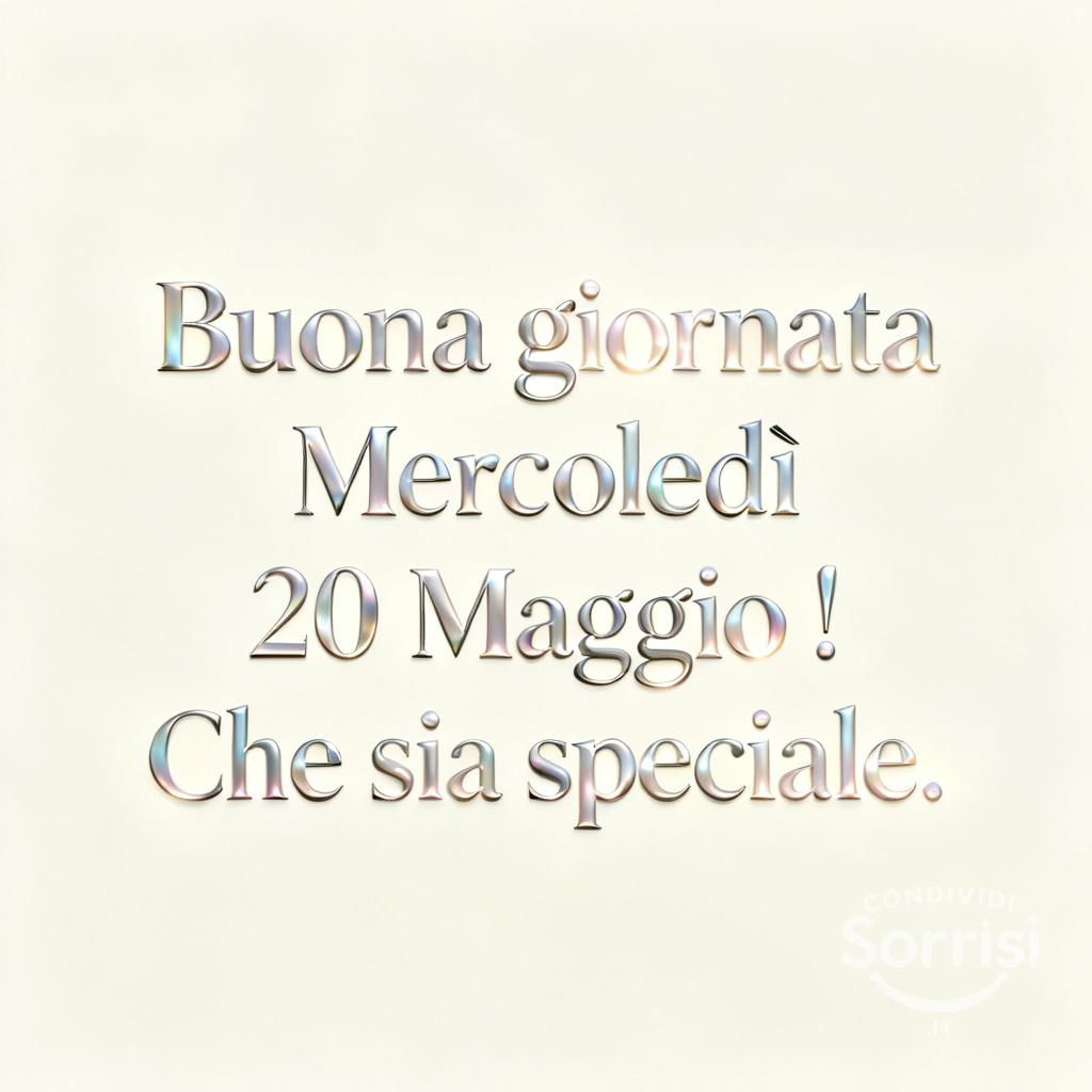 Buona giornata Mercoledì 20 Maggio ! Che sia speciale.