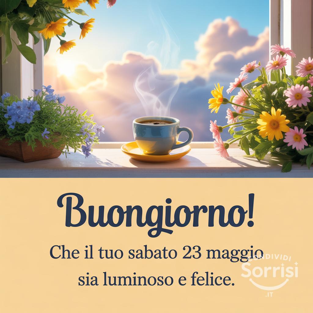 Buongiorno! Che il tuo sabato 23 maggio  sia luminoso e felice.