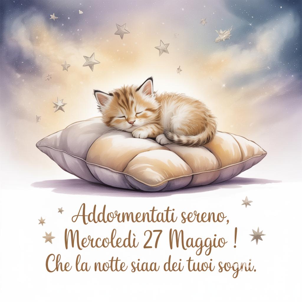 Addormentati sereno, mercoledì 27 Maggio ! Che la notte sia amica dei tuoi sogni.
