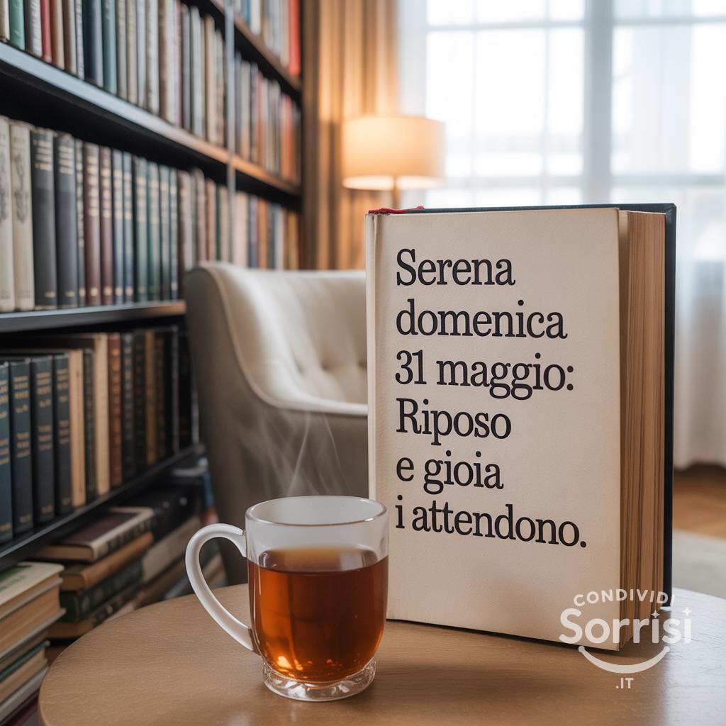 Serena Domenica 31 Maggio: riposo e gioia ti attendono.