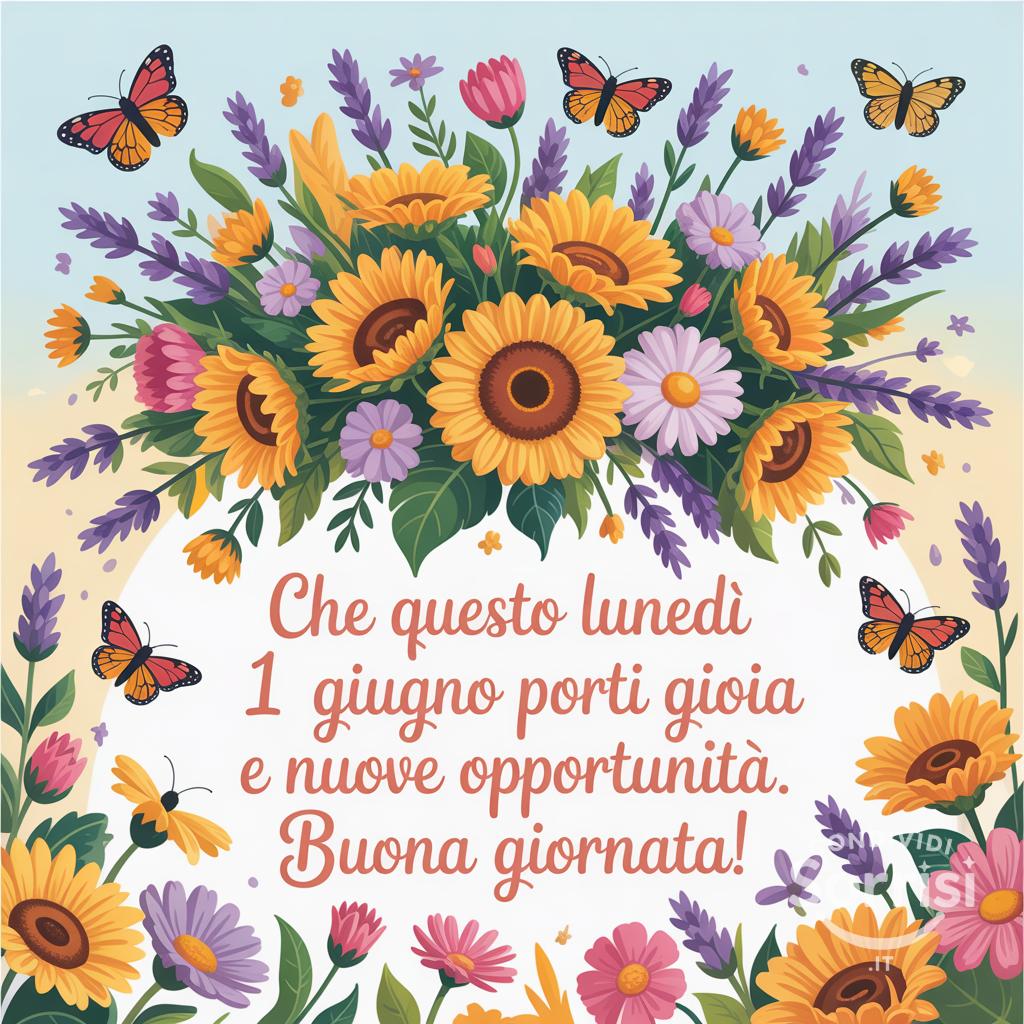 Che questo lunedì 1 giugno  porti gioia e nuove opportunità. Buona giornata!