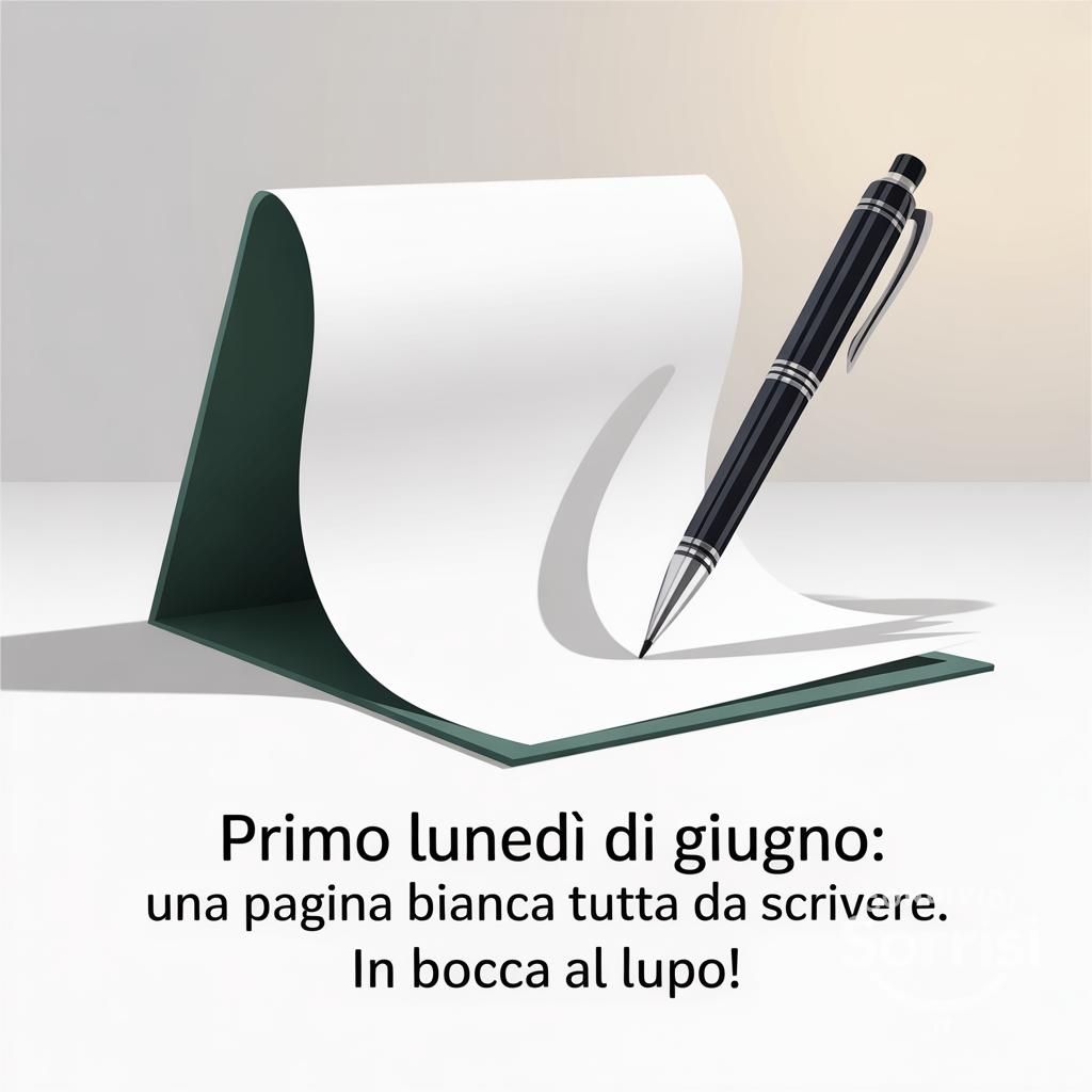 Primo lunedì di giugno: una pagina bianca tutta da scrivere. In bocca al lupo!