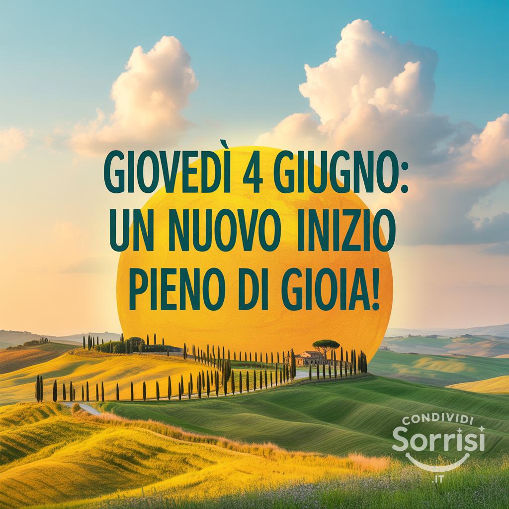 Giovedì 4 Giugno: un nuovo inizio pieno di gioia!