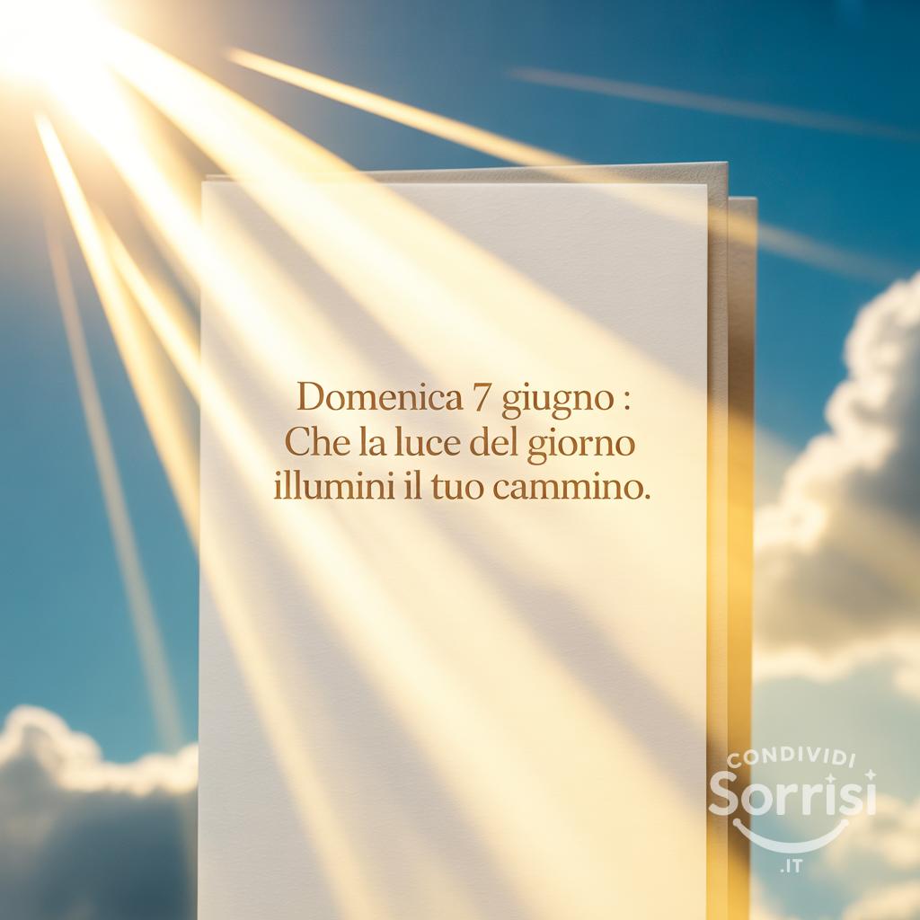 Domenica 7 giugno : che la luce del giorno illumini il tuo cammino.