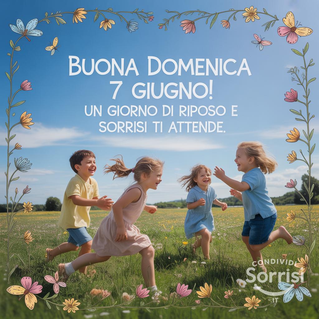 Buona domenica 7 giugno ! Un giorno di riposo e sorrisi ti attende.