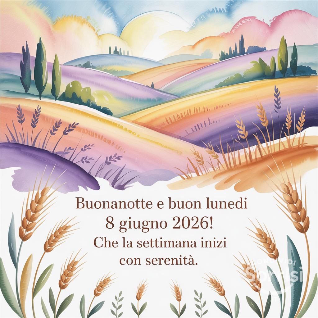 Buonanotte e buon lunedì 8 giugno ! Che la settimana inizi con serenità.