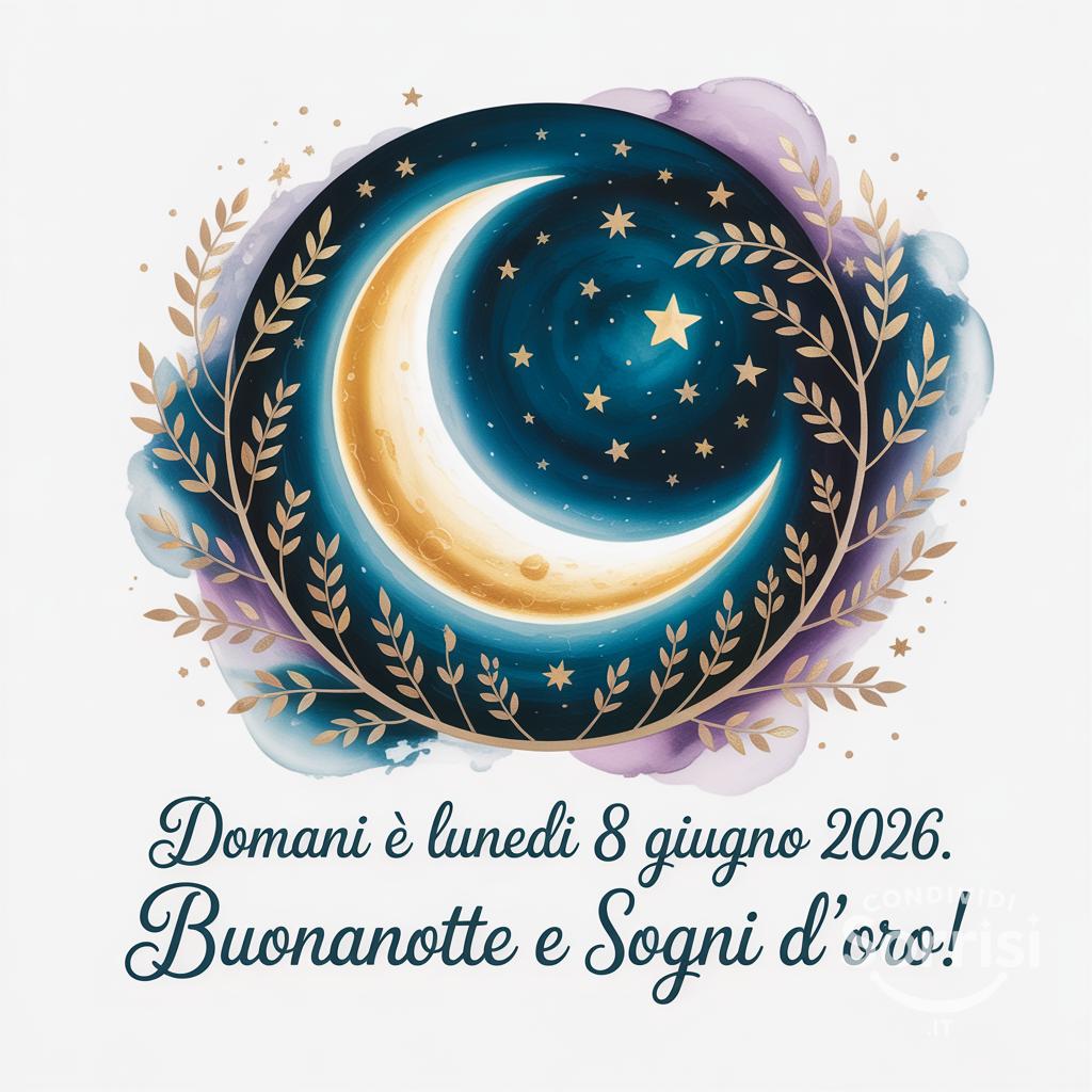 Domani è lunedì 8 giugno . Buonanotte e sogni d'oro!