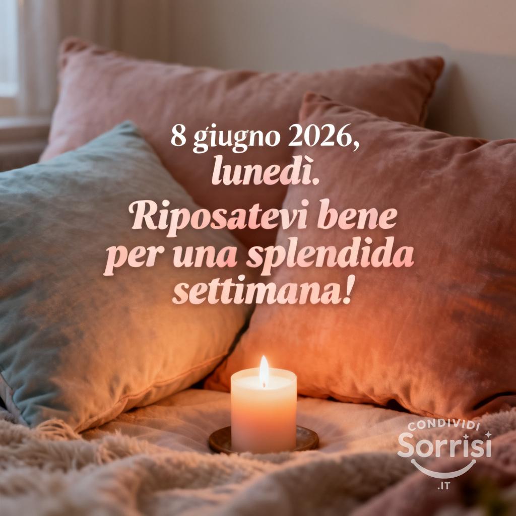 8 giugno , lunedì. Riposatevi bene per una splendida settimana!