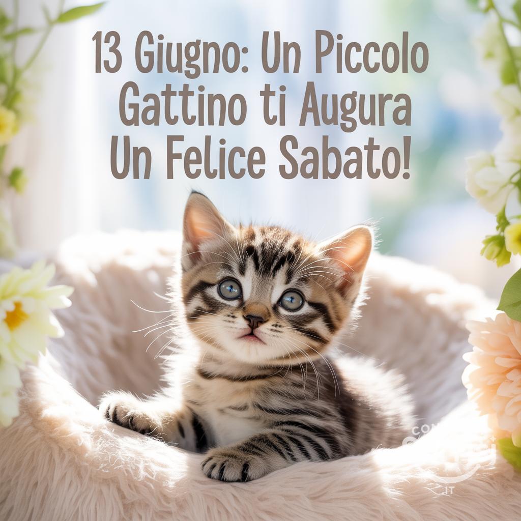 13 Giugno: un piccolo gattino ti augura un felice sabato!