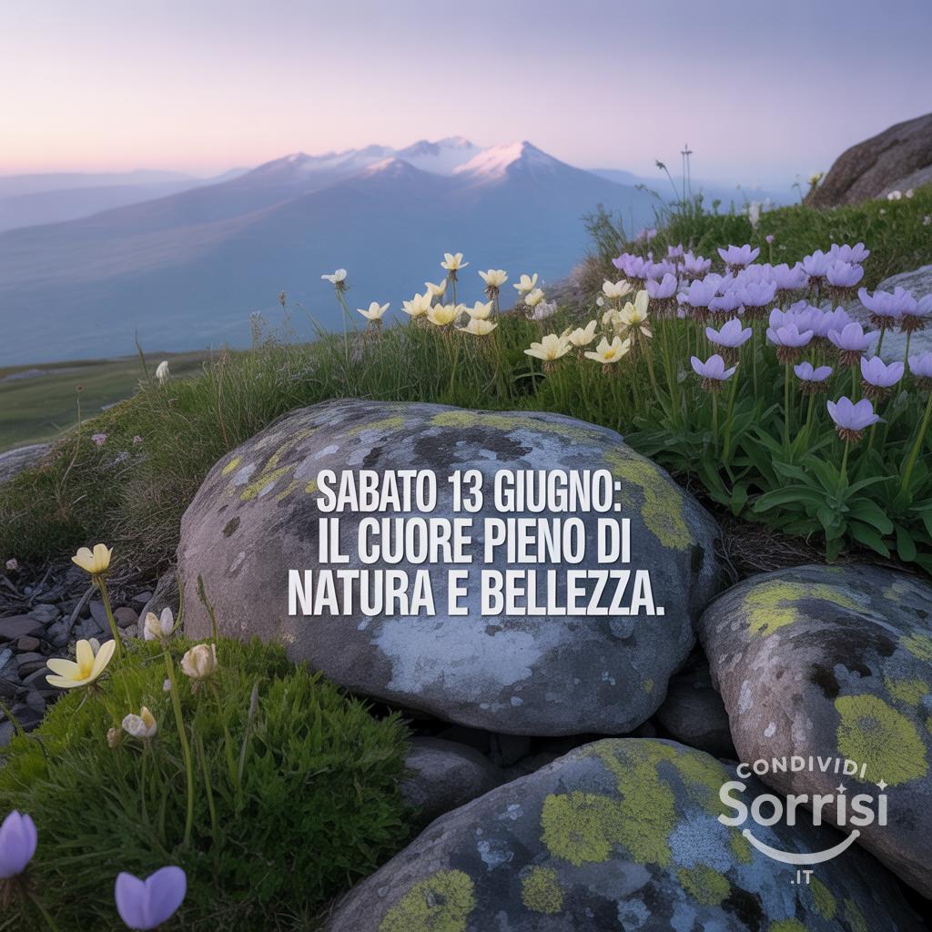 Sabato 13 Giugno: il cuore pieno di natura e bellezza.