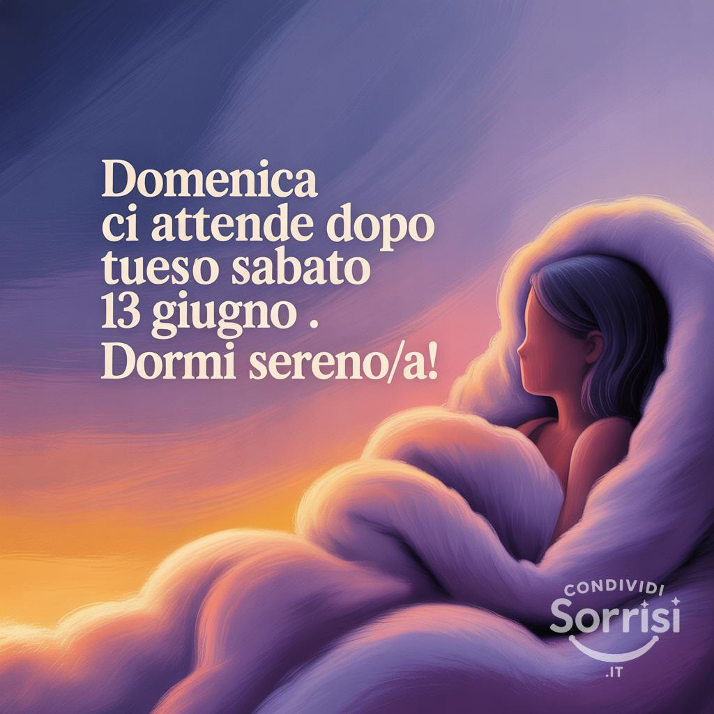 Domenica ci attende dopo questo sabato 13 giugno . Dormi sereno/a!