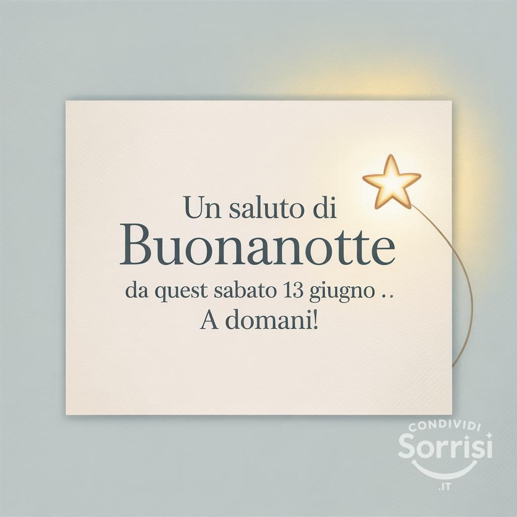Un saluto di buonanotte da questo sabato 13 giugno . A domani!