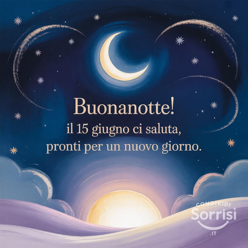 Buonanotte! Il 15 giugno  ci saluta, pronti per un nuovo giorno.