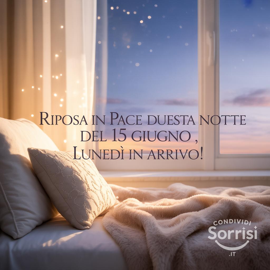 Riposa in pace questa notte del 15 giugno , lunedì in arrivo!