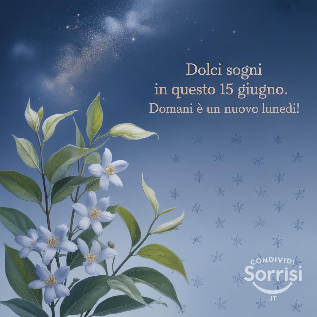 Dolci sogni in questo 15 giugno . Domani è un nuovo lunedì!