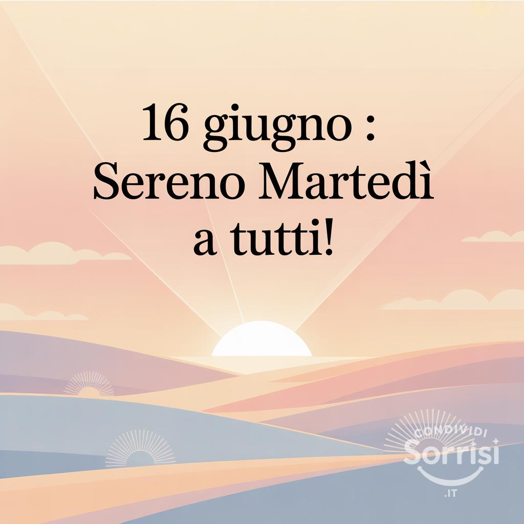 16 giugno : sereno martedì a tutti!