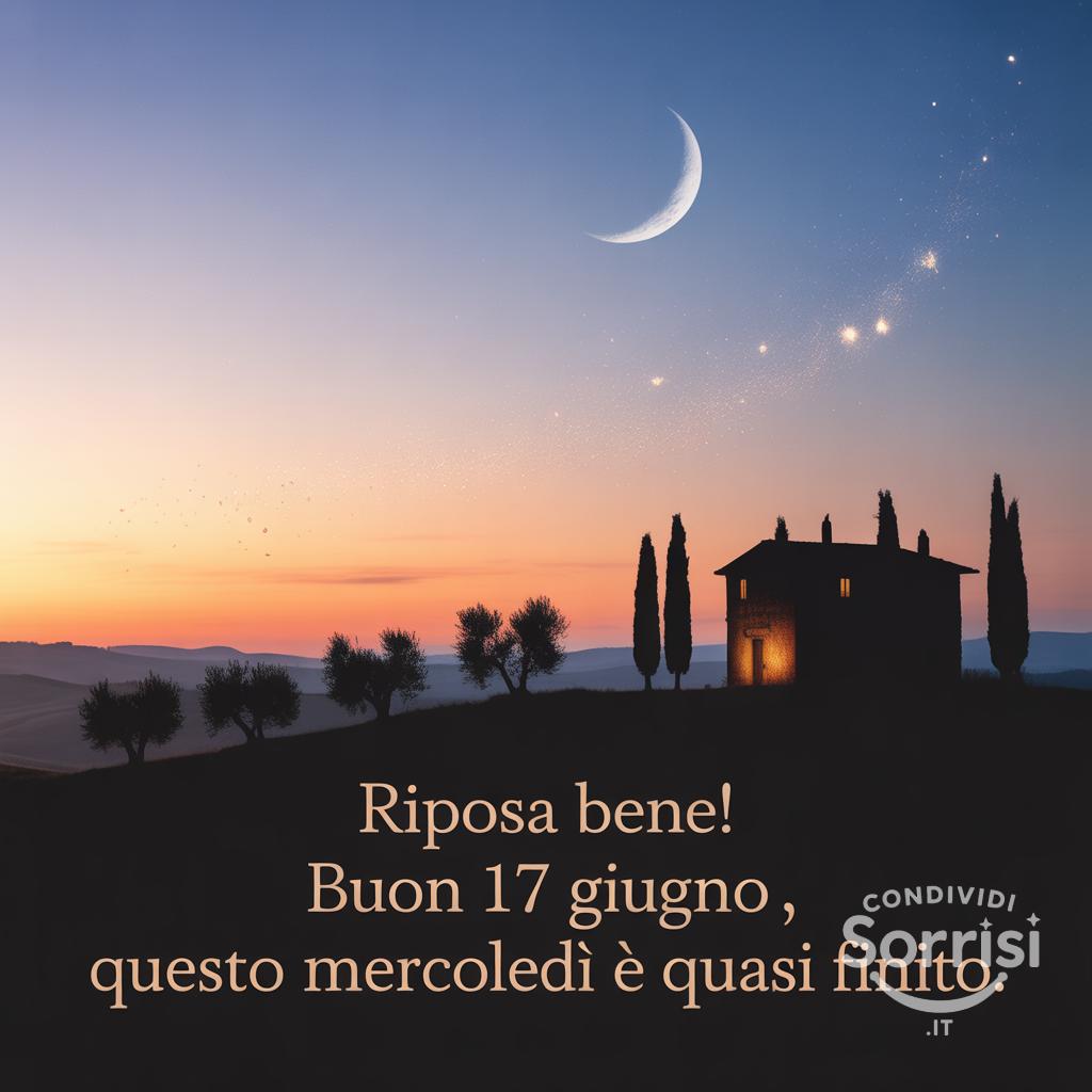 Riposa bene! Buon 17 giugno , questo mercoledì è quasi finito.