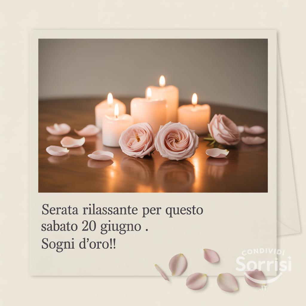 Serata rilassante per questo sabato 20 giugno . Sogni d'oro!