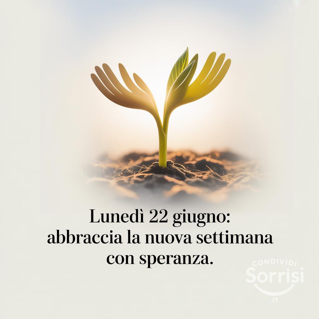 Lunedì 22 giugno: abbraccia la nuova settimana con speranza.