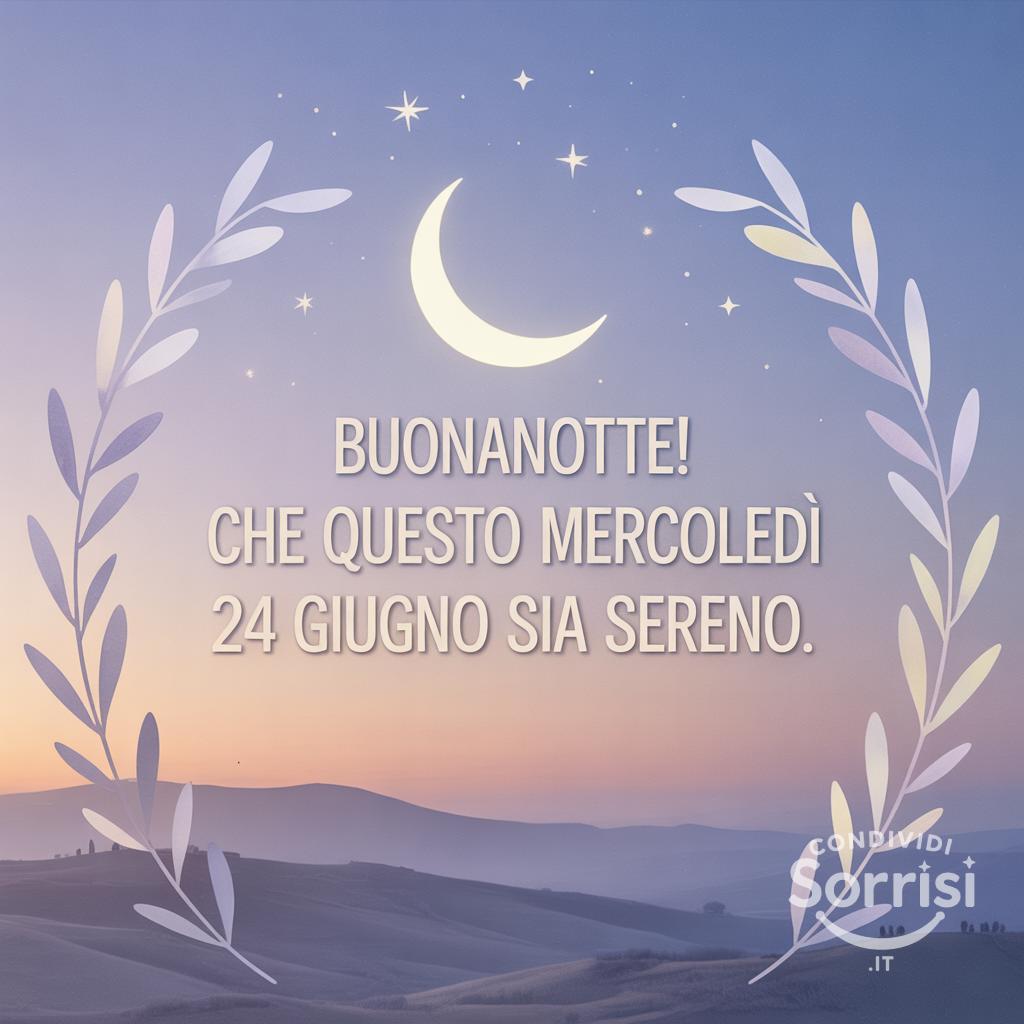 Buonanotte! Che questo mercoledì 24 giugno  sia sereno.