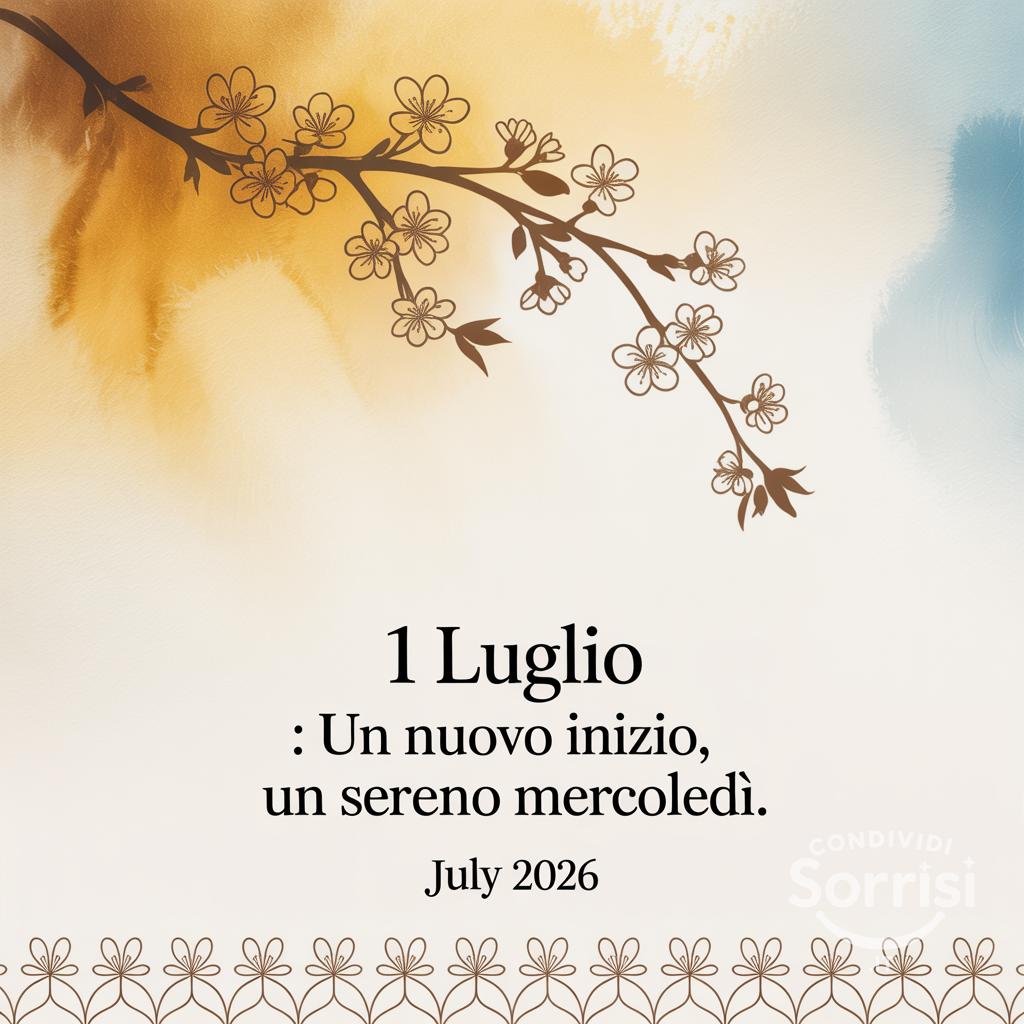 1 Luglio : un nuovo inizio, un sereno Mercoledì.